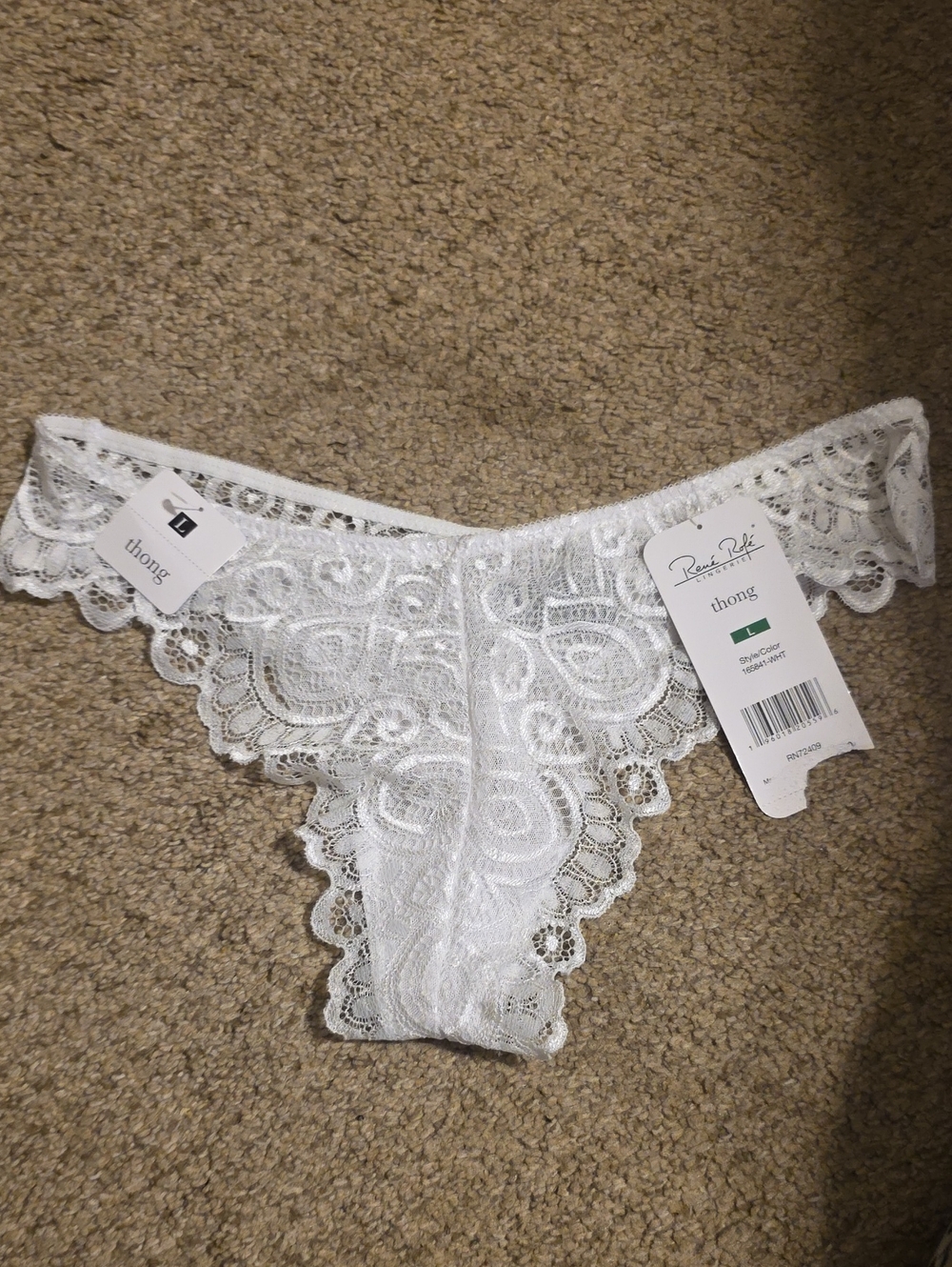 Rene Rofe White Lace Bikini Thong